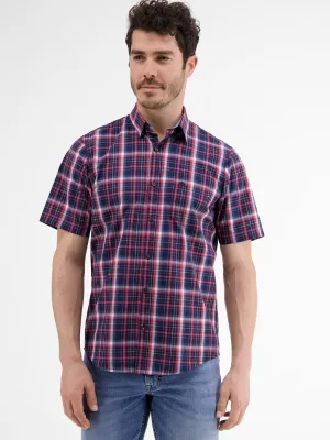 Herren-Karo-Hemd, Marineblau/Rot