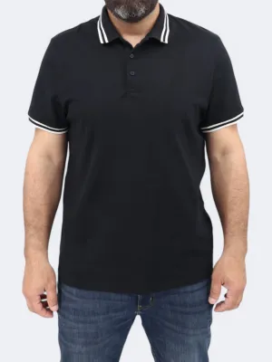 Herren Polo T-Shirt, Einfarbig, Schwarz