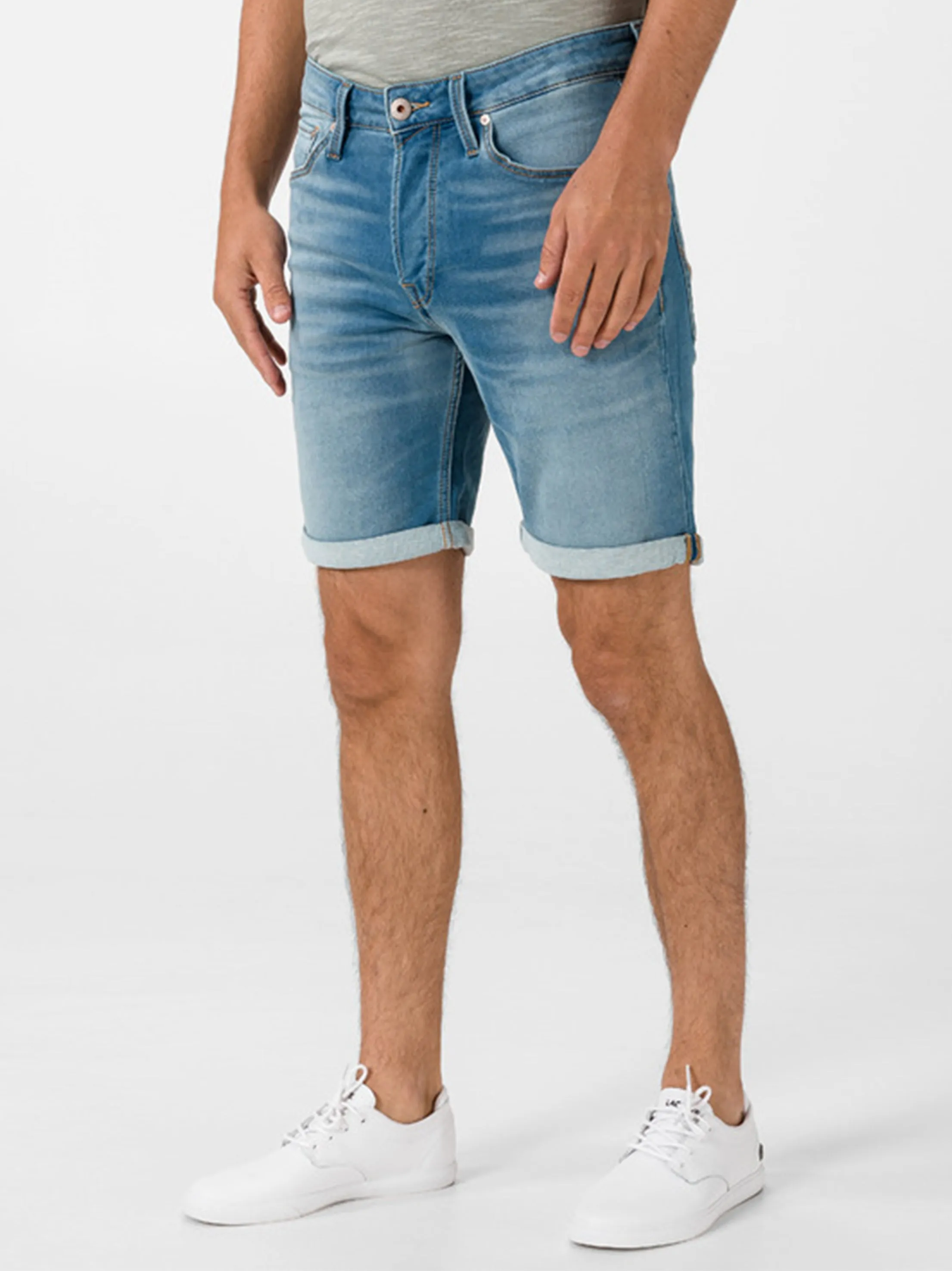 Herren Jeansshorts, uni, hellblau
