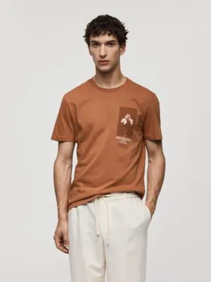 Herren T-Shirt mit Aufdruck, Braun