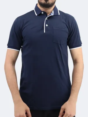 Herren Polo-Shirt mit Seitentasche, Marineblau