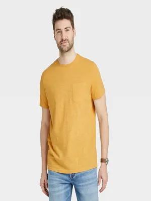 Herren T-Shirt mit Seitentasche, Senf