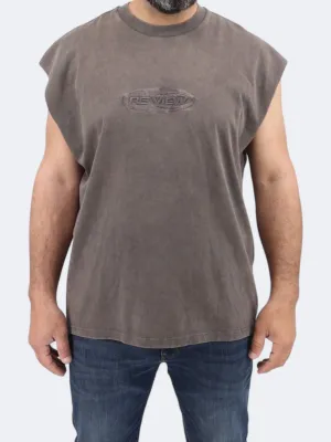 Herren ärmelloses T-Shirt, Dunkelbeige