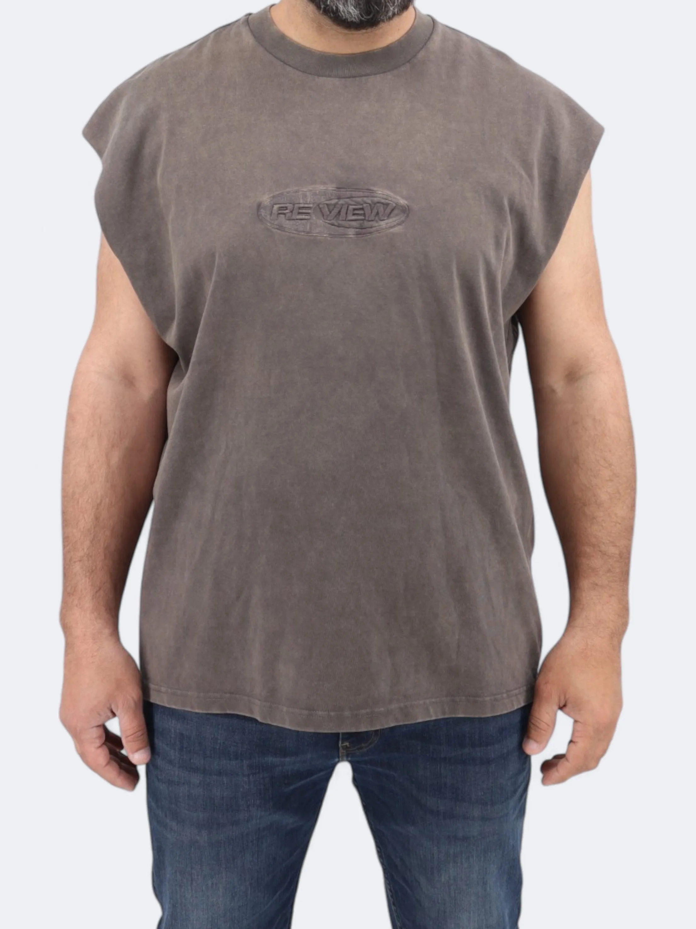 Herren ärmelloses T-Shirt, Dunkelbeige