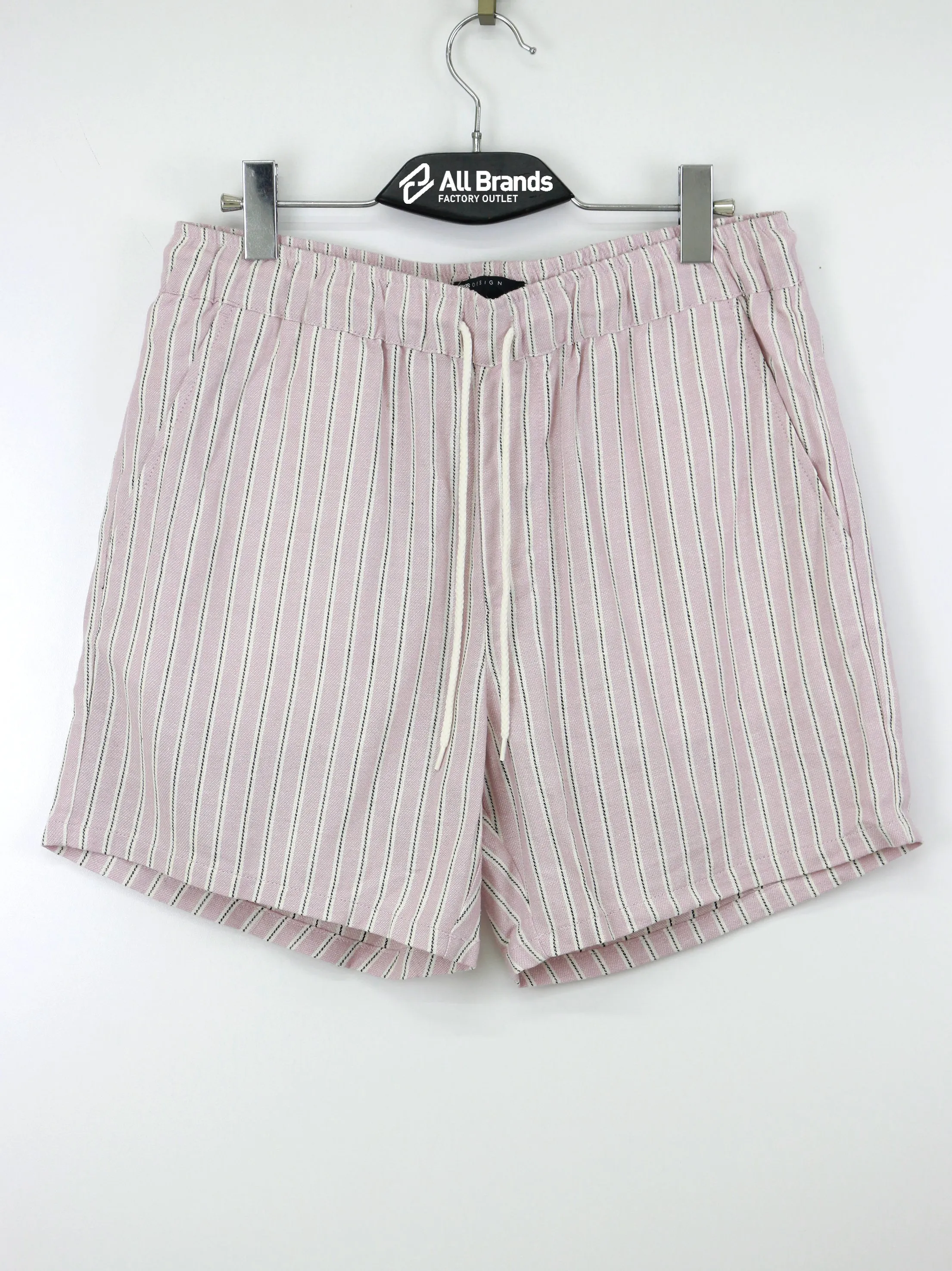 Herren gestreifte Shorts mit Kordelzug, Hellrosa