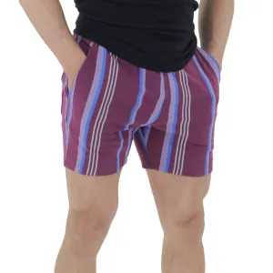 Herren gestreifte Shorts mit Gesäßtasche, Burgunder