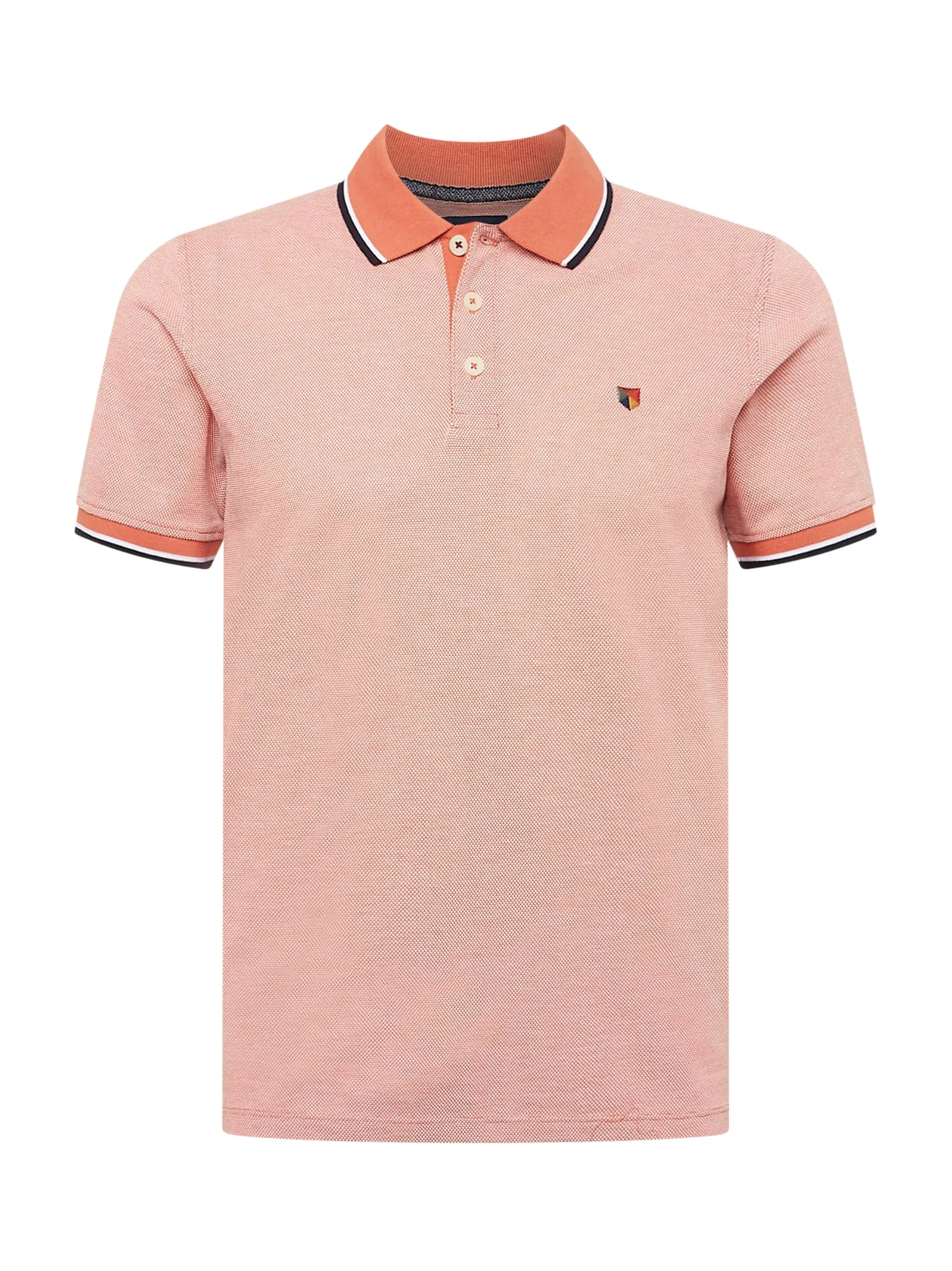 Herren Polohemd mit Struktur, Pfirsich