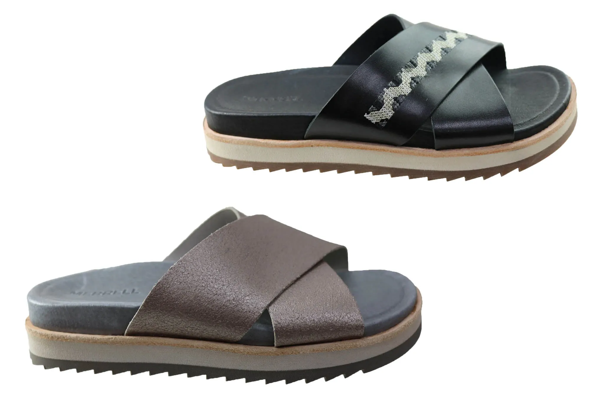Merrell Damen Juno Slide Bequeme Leder Slides Sandalen Merrell Schuhe