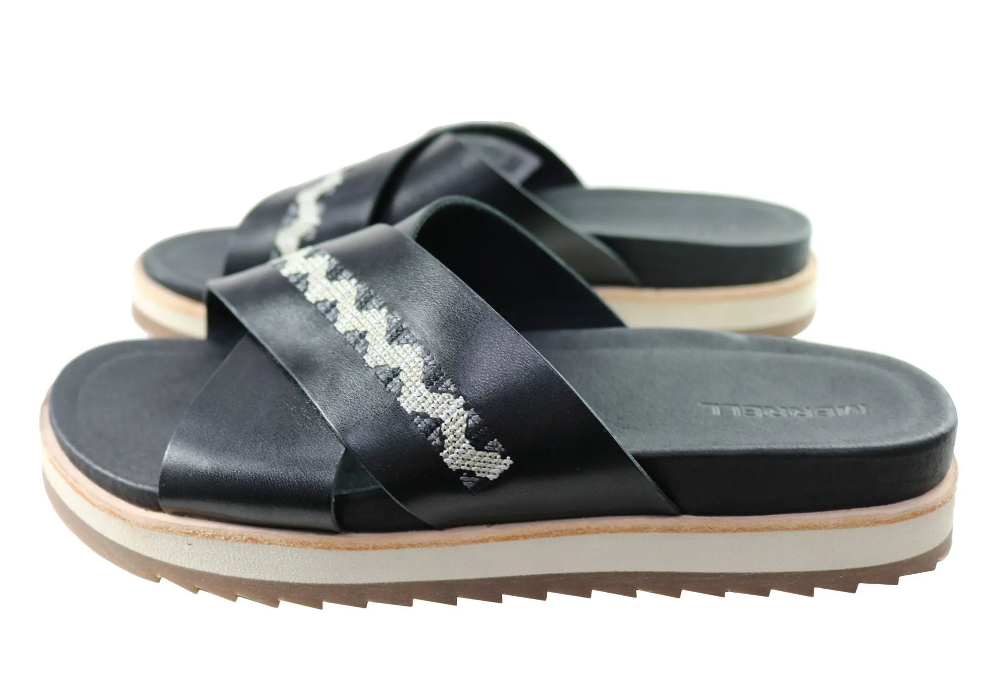 Merrell Damen Juno Slide Bequeme Leder Slides Sandalen Merrell Schuhe