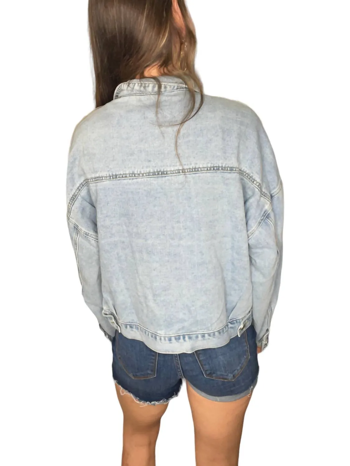 Mesh-Denimjacke in Blau