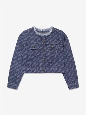 Michael Kors Mädchen Logo Denim Jacke in Blau