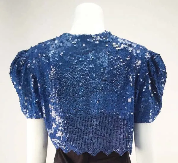 Blauer Pailletten-Bolero aus der Mitte des 20. Jahrhunderts