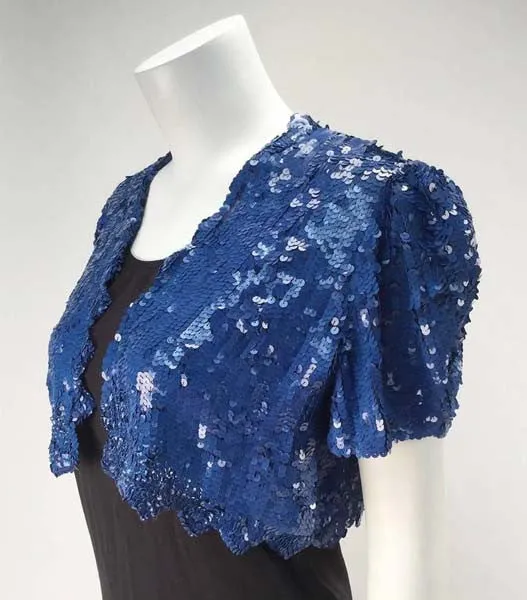 Blauer Pailletten-Bolero aus der Mitte des 20. Jahrhunderts