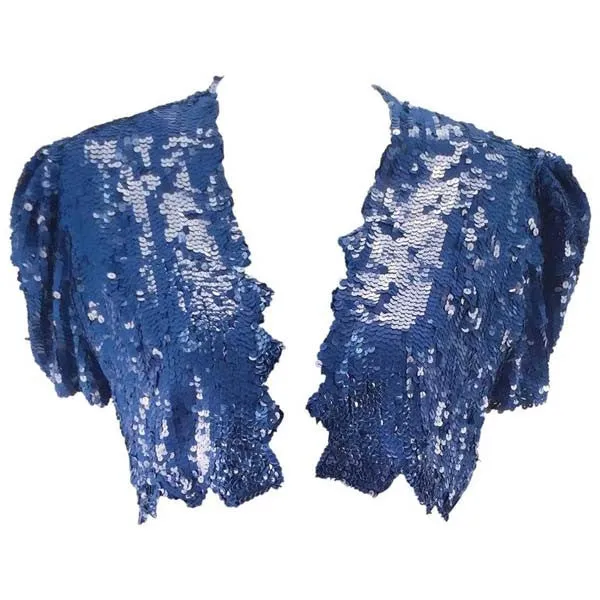 Blauer Pailletten-Bolero aus der Mitte des 20. Jahrhunderts