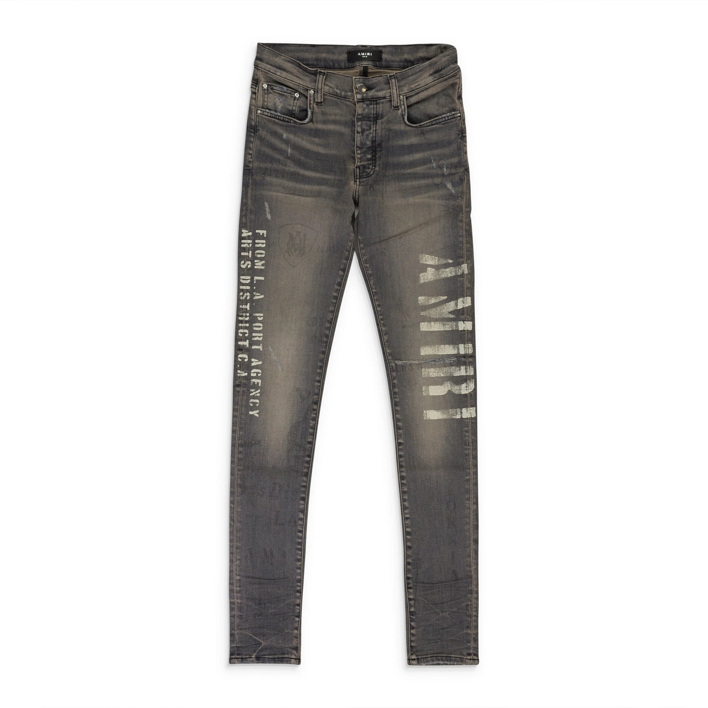 MILITÄR-SCHABLONEN GRAUE SKINNY JEANS