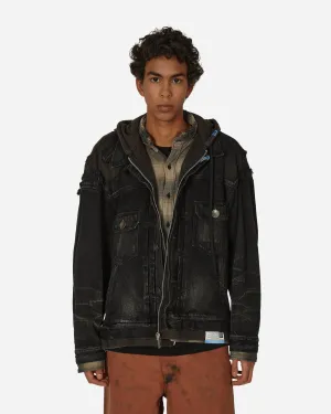 Mix-Layered Denim-Jacke Schwarz