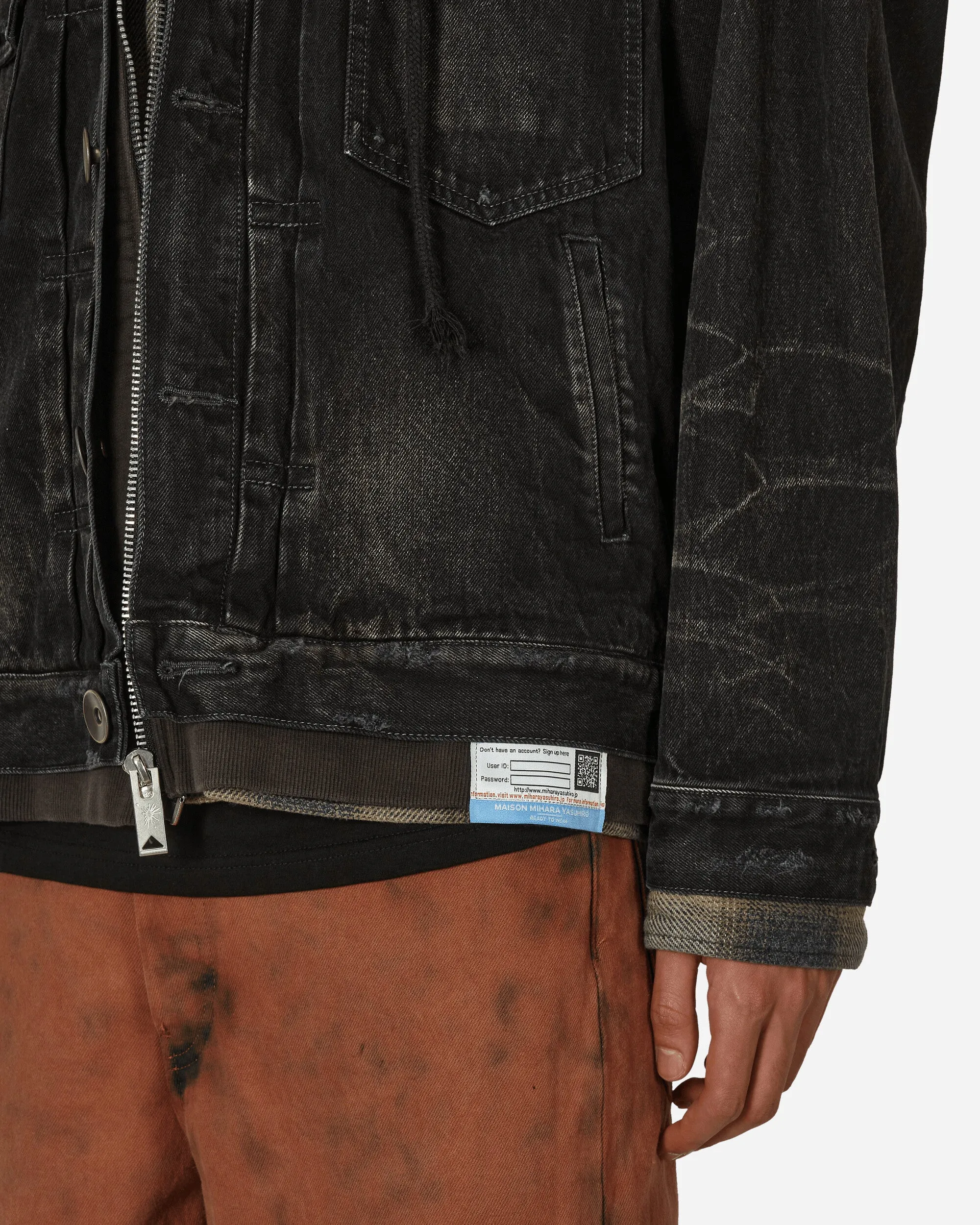 Mix-Layered Denim-Jacke Schwarz