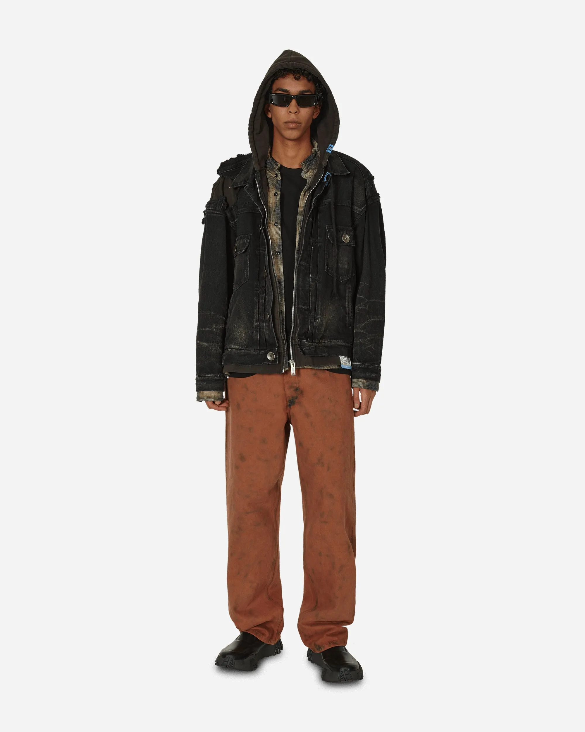 Mix-Layered Denim-Jacke Schwarz