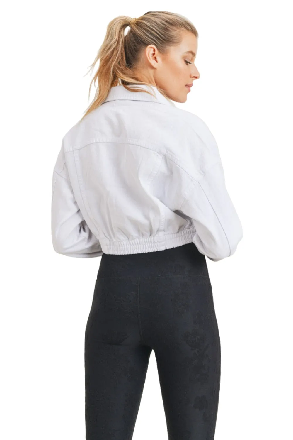 Mono B Crop Weiße Denim Jacke KJ11743