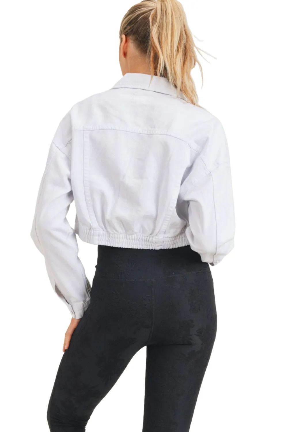 Mono B Crop Weiße Denim Jacke KJ11743