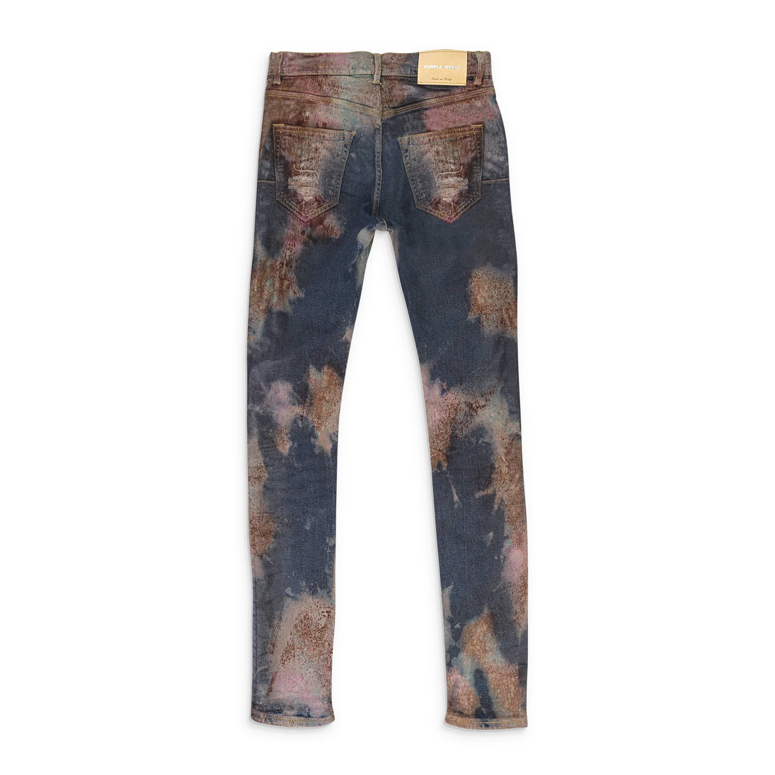 MULTICOLOR-SPRÜH-EFFEKT ÜBER GEBLEICHTE INDIGO SKINNY JEANS