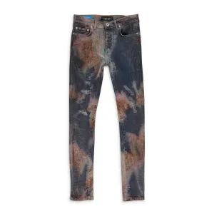 MULTICOLOR-SPRÜH-EFFEKT ÜBER GEBLEICHTE INDIGO SKINNY JEANS