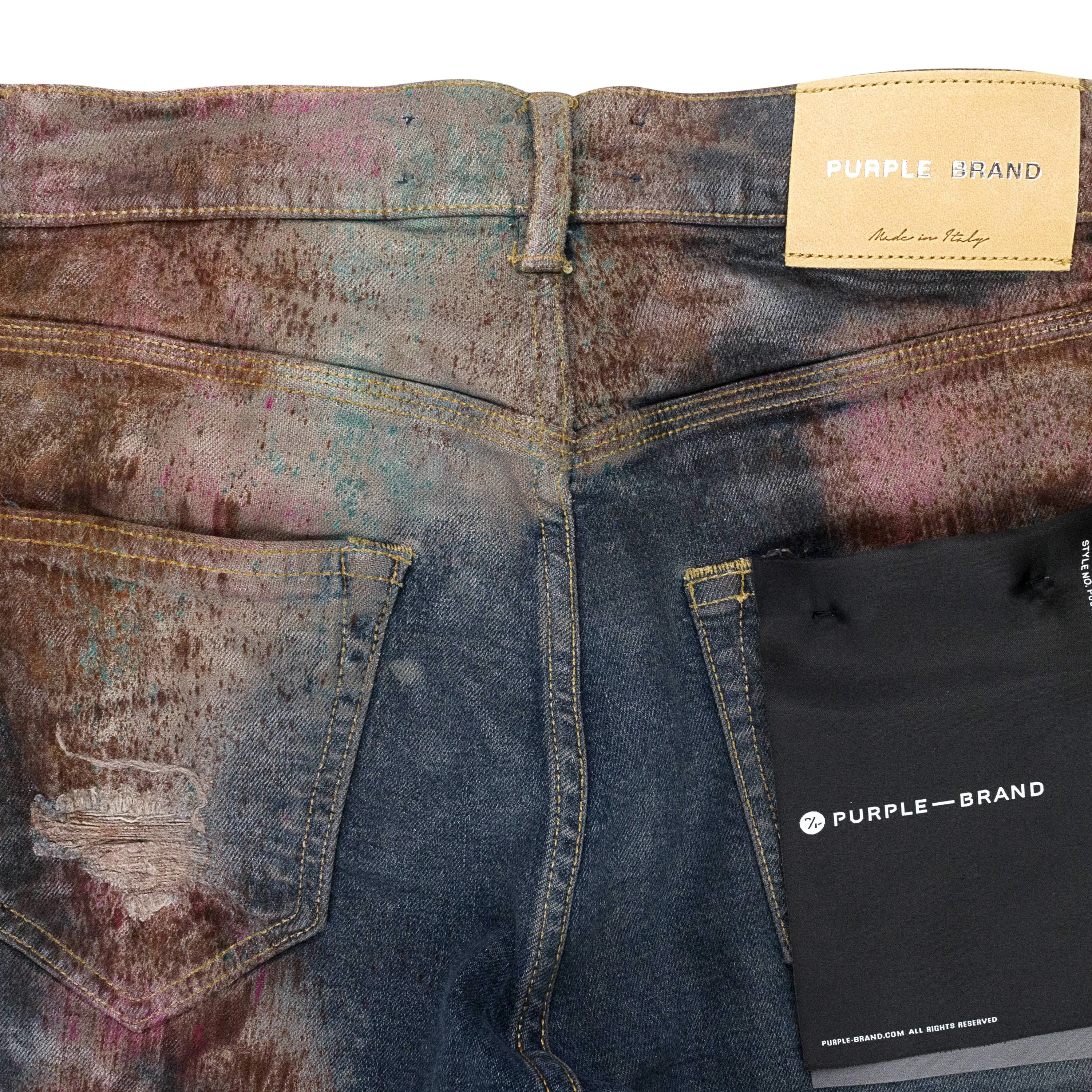 MULTICOLOR-SPRÜH-EFFEKT ÜBER GEBLEICHTE INDIGO SKINNY JEANS