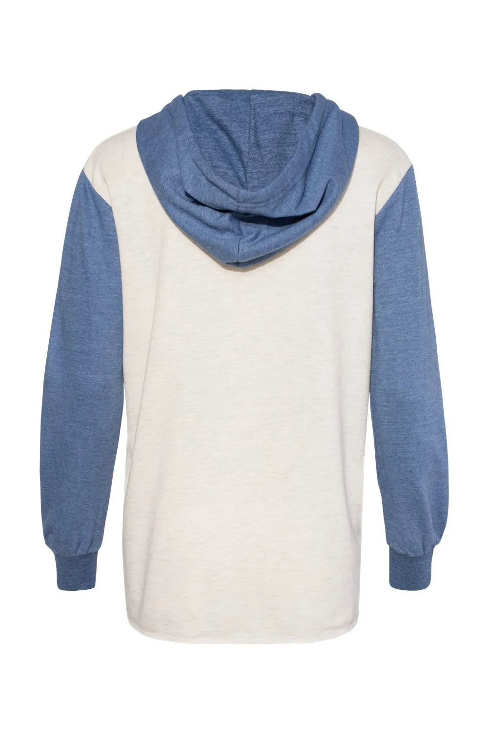 MV Sport Damen French Terry Colorblock Kapuzenpullover mit Kangaroo-Tasche - Steinwaschblau/Haferflocken