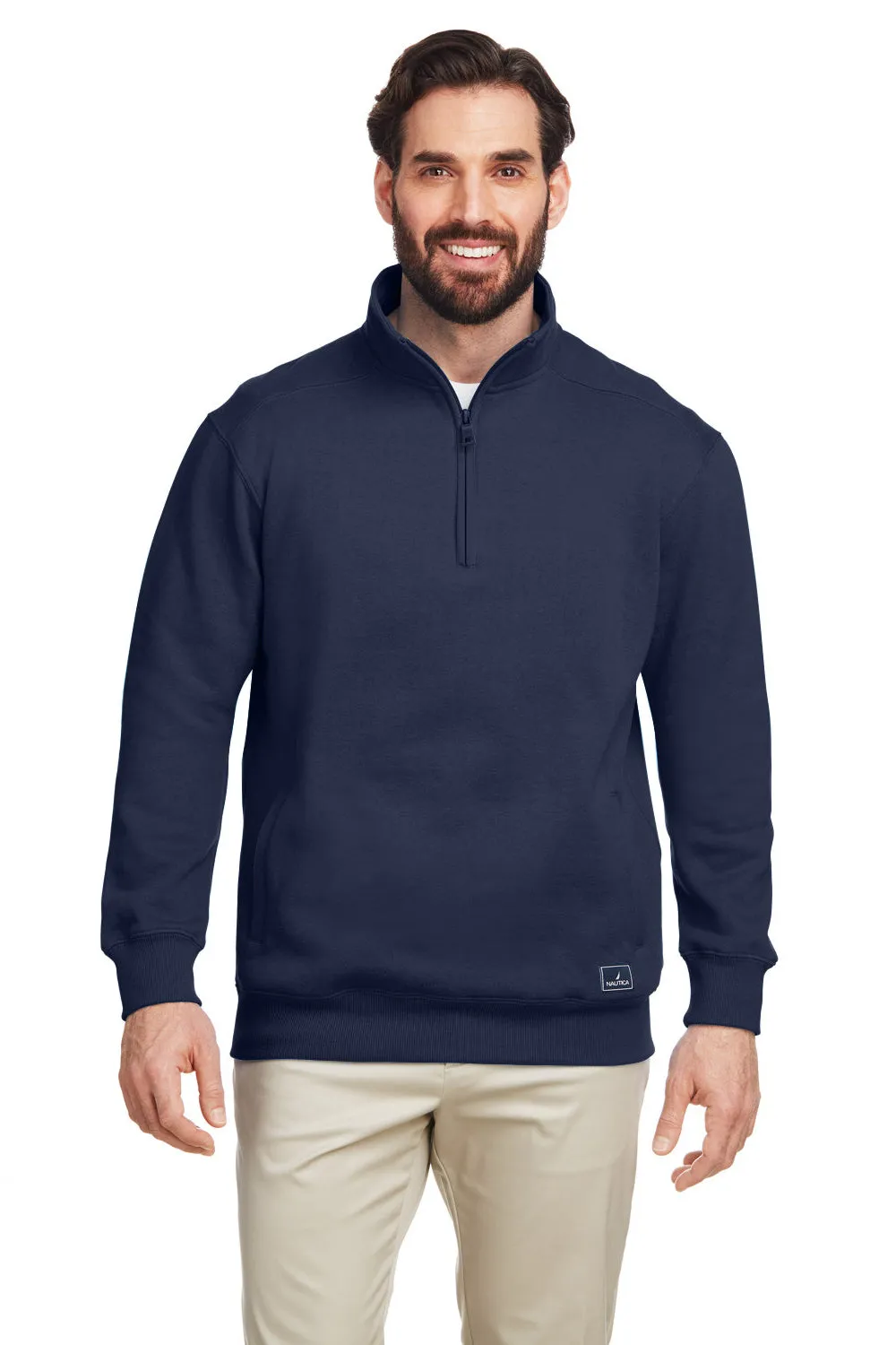 Nautica Herren Anchor 1/4-Zip Sweatshirt mit Taschen - Marineblau