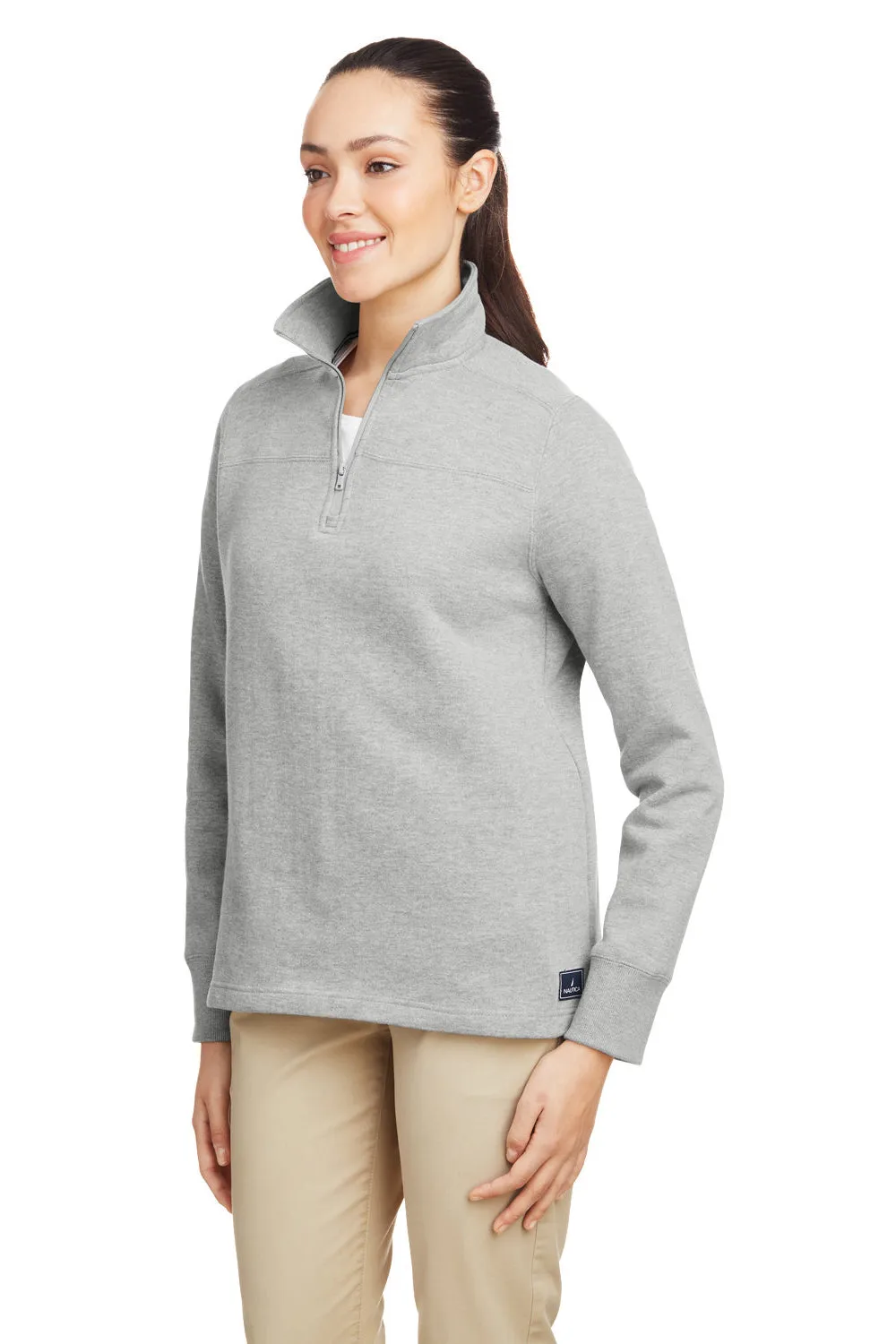 Nautica Damen Anchor Fleece 1/4 Zip Sweatshirt - Oxford Grau