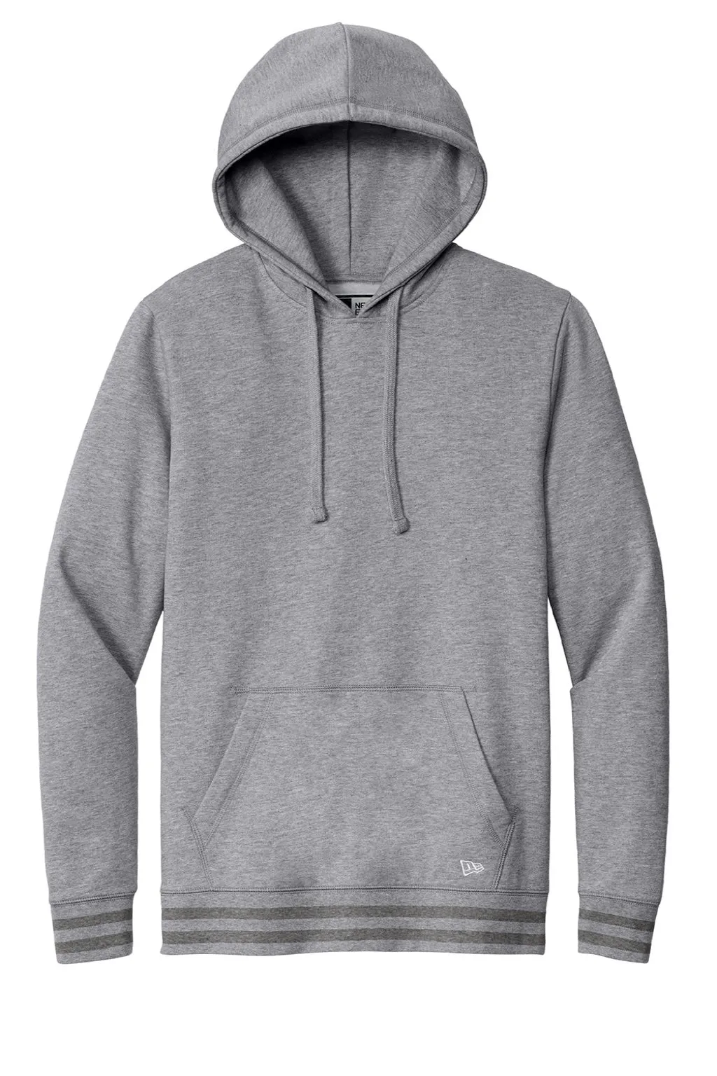 New Era Herren Comeback Fleece Kapuzenpullover Hoodie mit Kangaroo-Tasche - Heather Grau/Heather Dunkelgrau