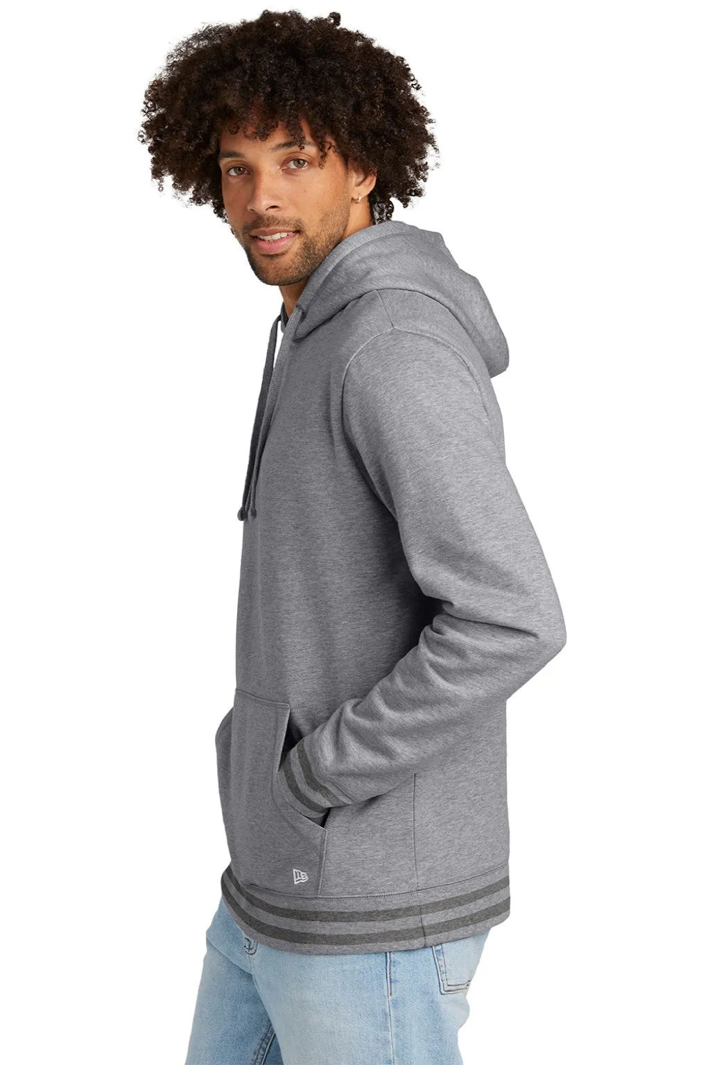 New Era Herren Comeback Fleece Kapuzenpullover Hoodie mit Kangaroo-Tasche - Heather Grau/Heather Dunkelgrau