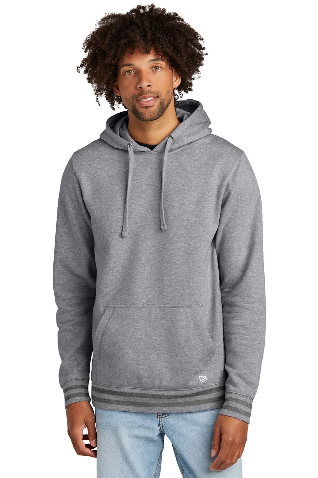 New Era Herren Comeback Fleece Kapuzenpullover Hoodie mit Kangaroo-Tasche - Heather Grau/Heather Dunkelgrau