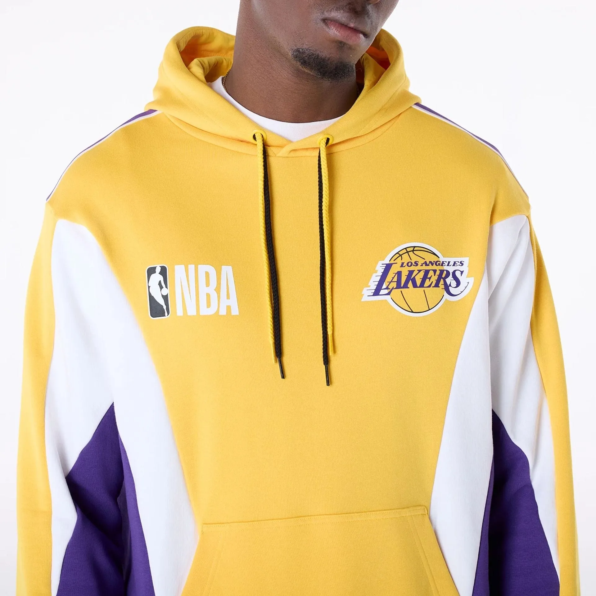 New Era Sweatshirts und Hoodies LA Lakers NBA Grafik Gelb Übergroßer Pullover Hoodie