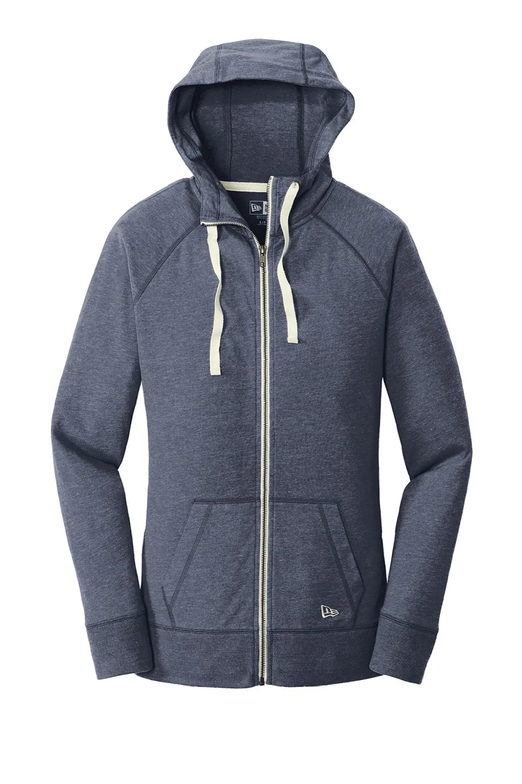 New Era Damen Sweatshirt mit Kapuze und Reißverschluss in meliertem Marineblau mit Taschen