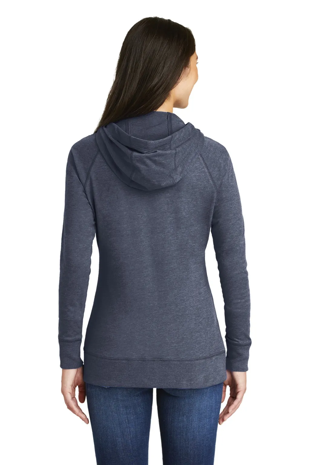 New Era Damen Sweatshirt mit Kapuze und Reißverschluss in meliertem Marineblau mit Taschen
