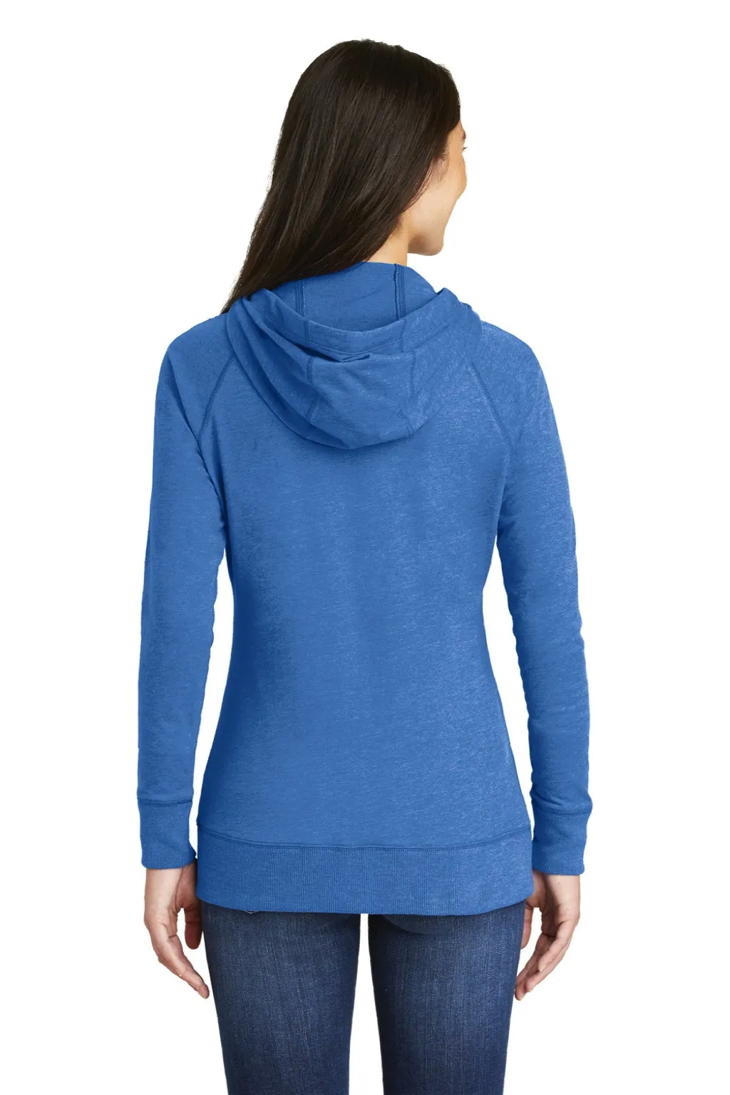New Era Damen Sweatshirt mit Kapuze und Reißverschluss in Wildlederoptik mit Taschen - Heather Royalblau