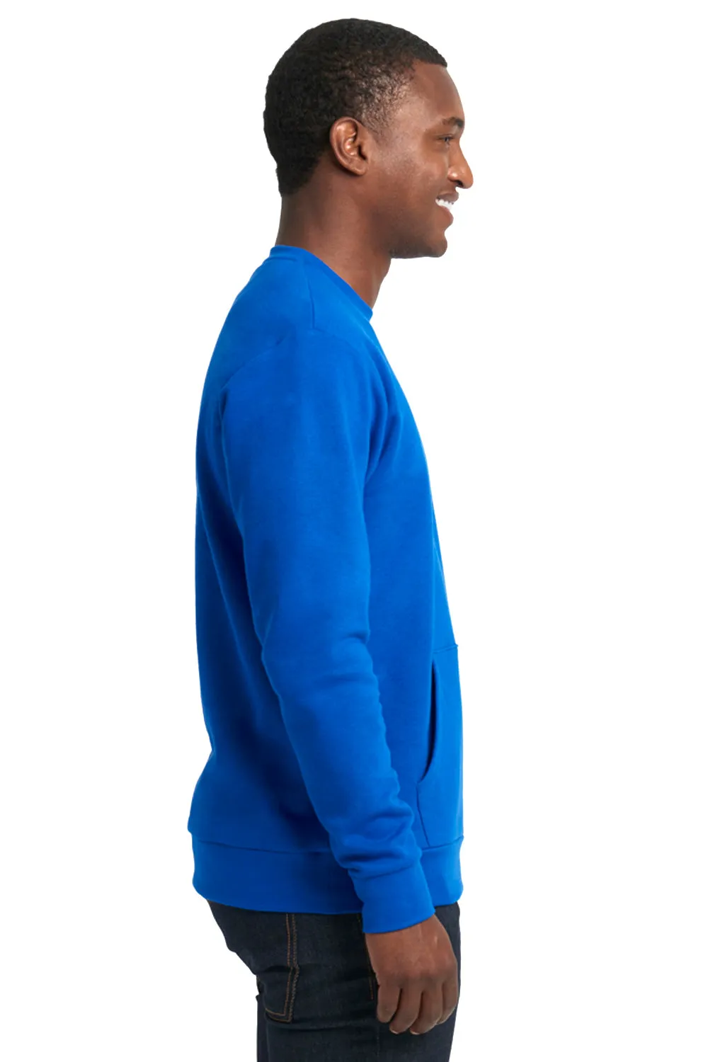 Next Level Herren-Fleece-Crewneck-Sweatshirt mit Beuteltasche - Königsblau