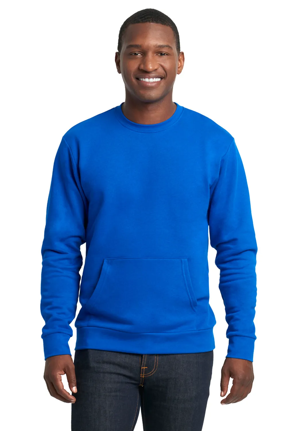 Next Level Herren-Fleece-Crewneck-Sweatshirt mit Beuteltasche - Königsblau