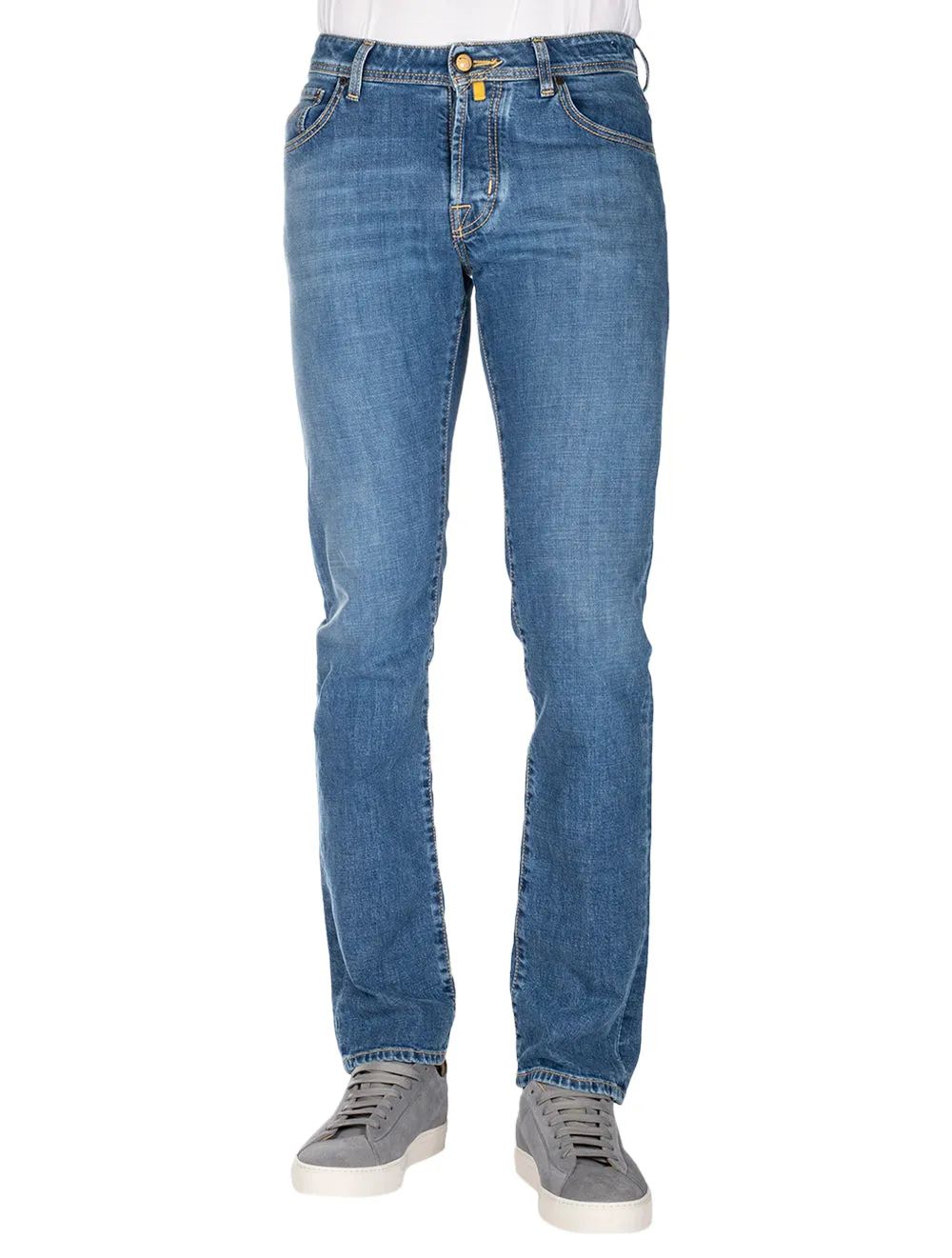 Nick Gelbes Hex-Abzeichen Jean Blau