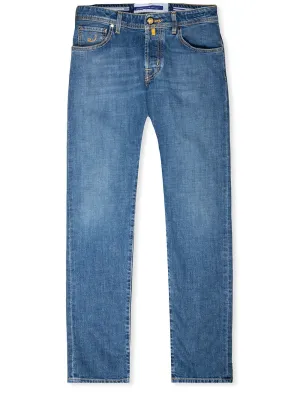 Nick Gelbes Hex-Abzeichen Jean Blau