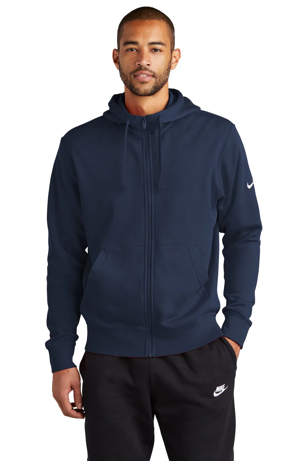 Nike Herren Club Fleece Full-Zip Kapuzenpullover mit Taschen - Mitternachtsmarineblau