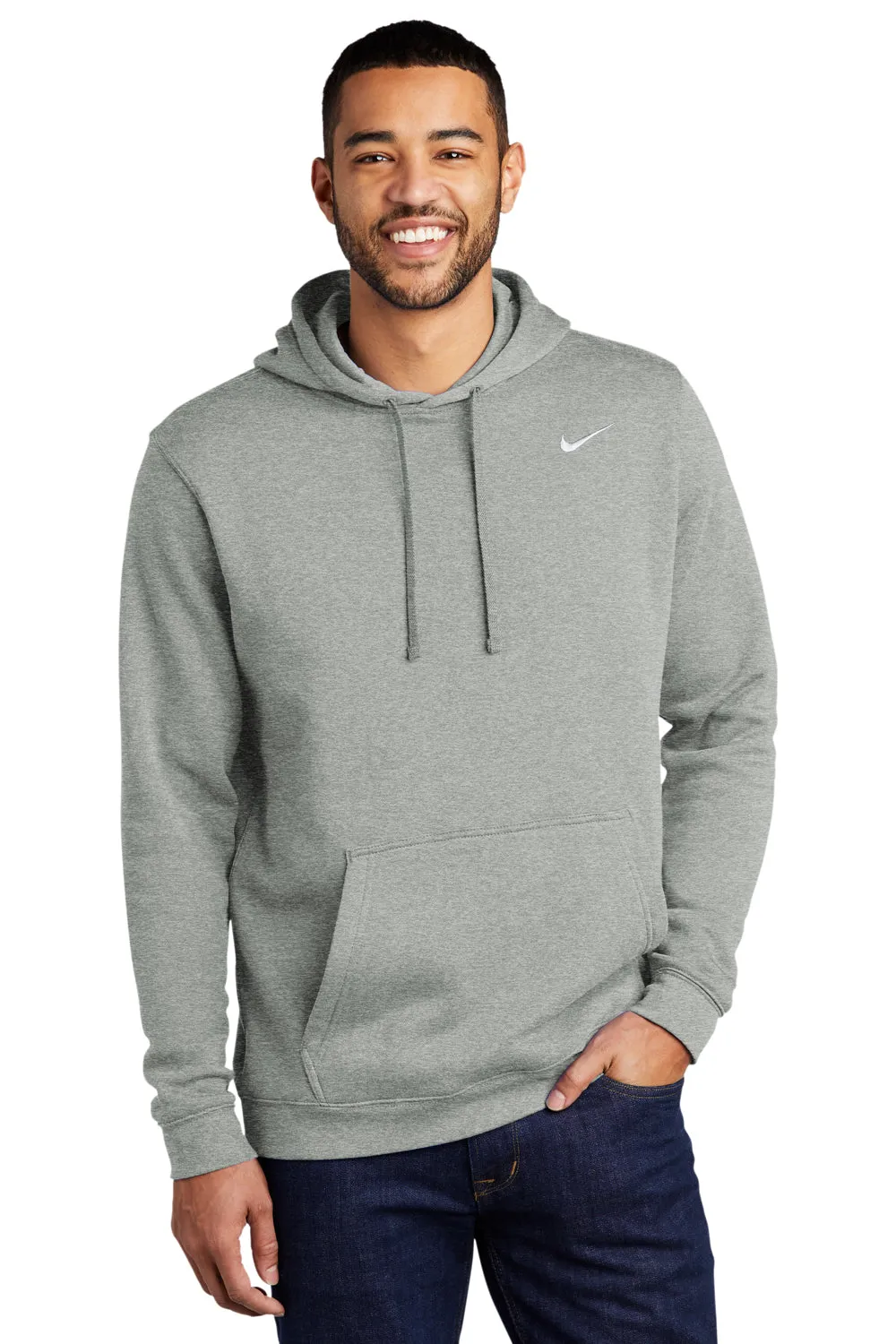 Nike Herren Club Fleece Kapuzenpullover mit Kangaroo-Tasche - Heather Dunkelgrau