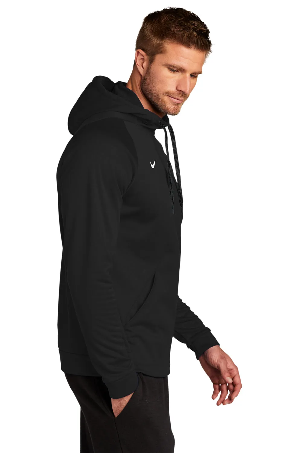 Nike Herren Therma-Fit Feuchtigkeitstransportierende Fleece Kapuzenpullover Hoodie mit Beuteltasche - Team Schwarz