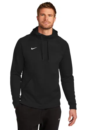 Nike Herren Therma-Fit Feuchtigkeitstransportierende Fleece Kapuzenpullover Hoodie mit Beuteltasche - Team Schwarz