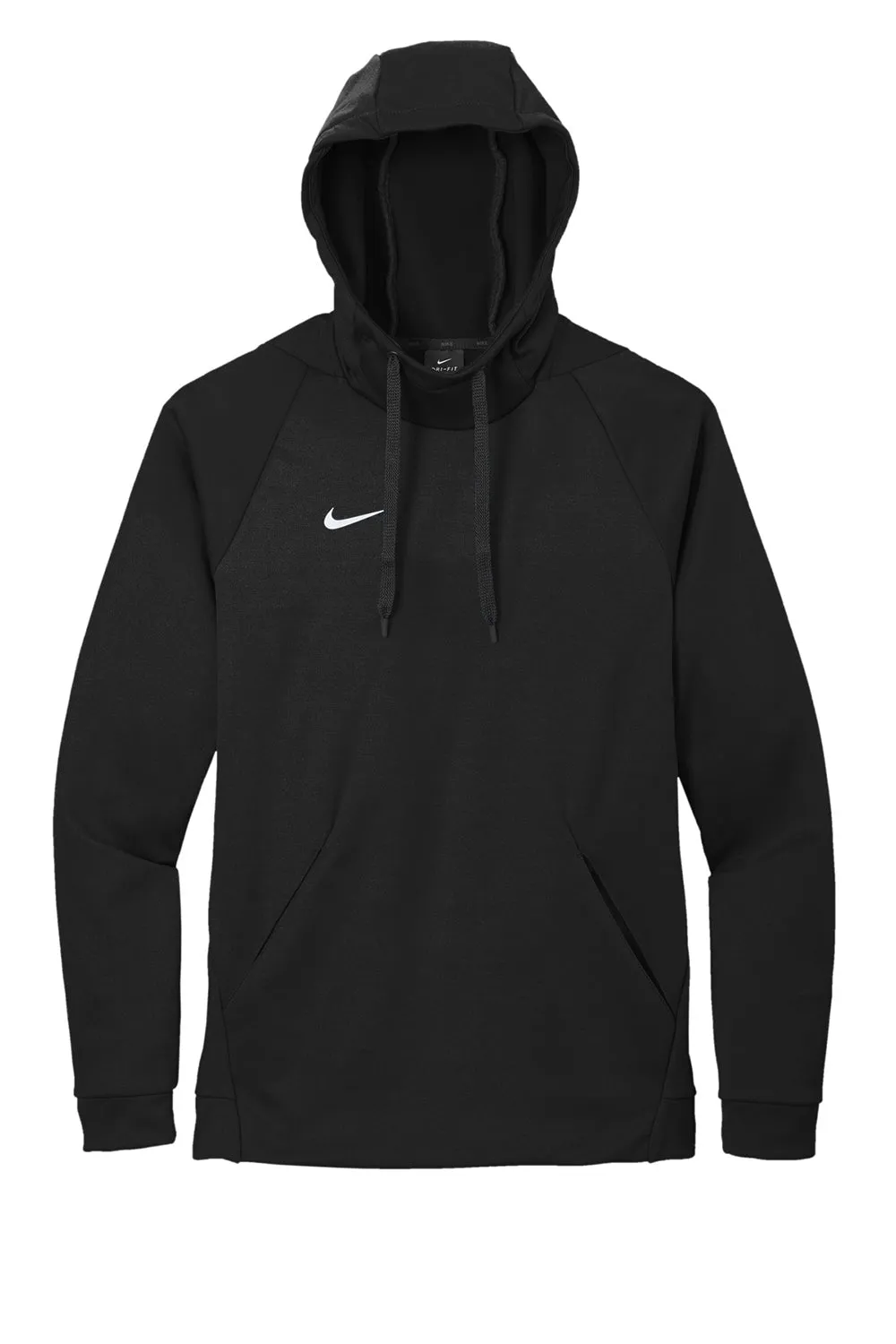 Nike Herren Therma-Fit Feuchtigkeitstransportierende Fleece Kapuzenpullover Hoodie mit Beuteltasche - Team Schwarz