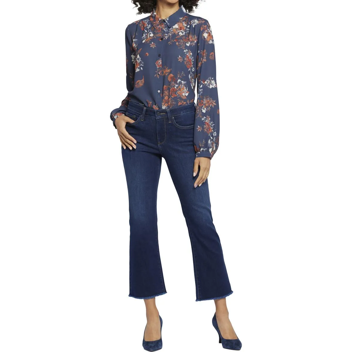 NYDJ Damen Barbara Jeans mit ausgefranstem Saum und Bootcut-Schnitt
