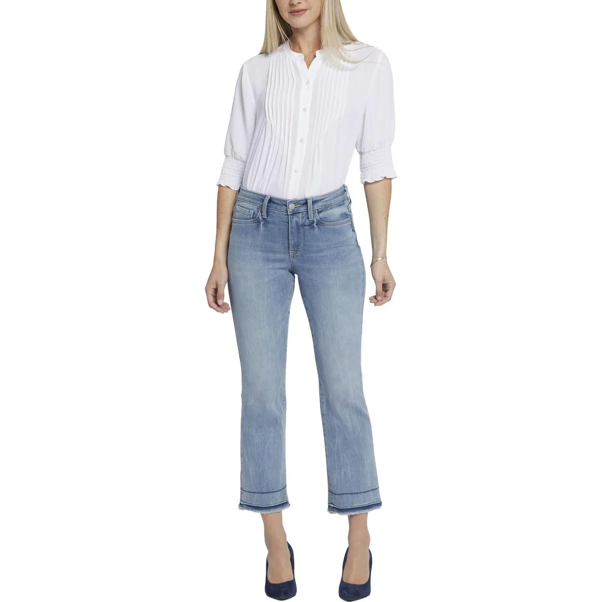 NYDJ Damen Barbara Jeans mit ausgefranstem Saum und Bootcut-Schnitt