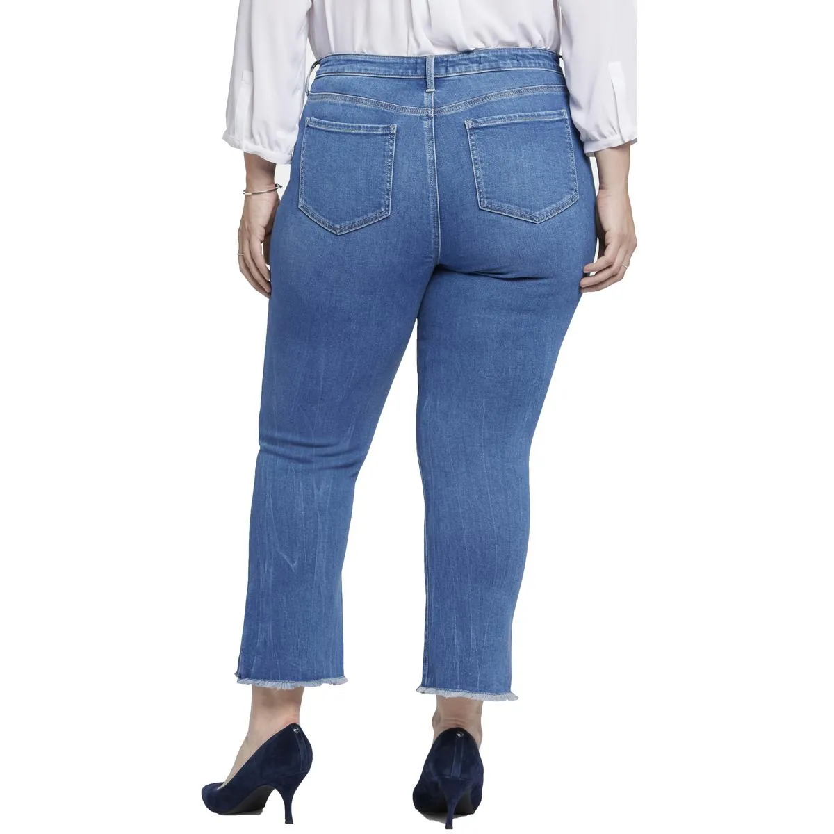 NYDJ Damen Plus Barbara Jeans mit ausgefranstem Saum und Bootcut-Schnitt