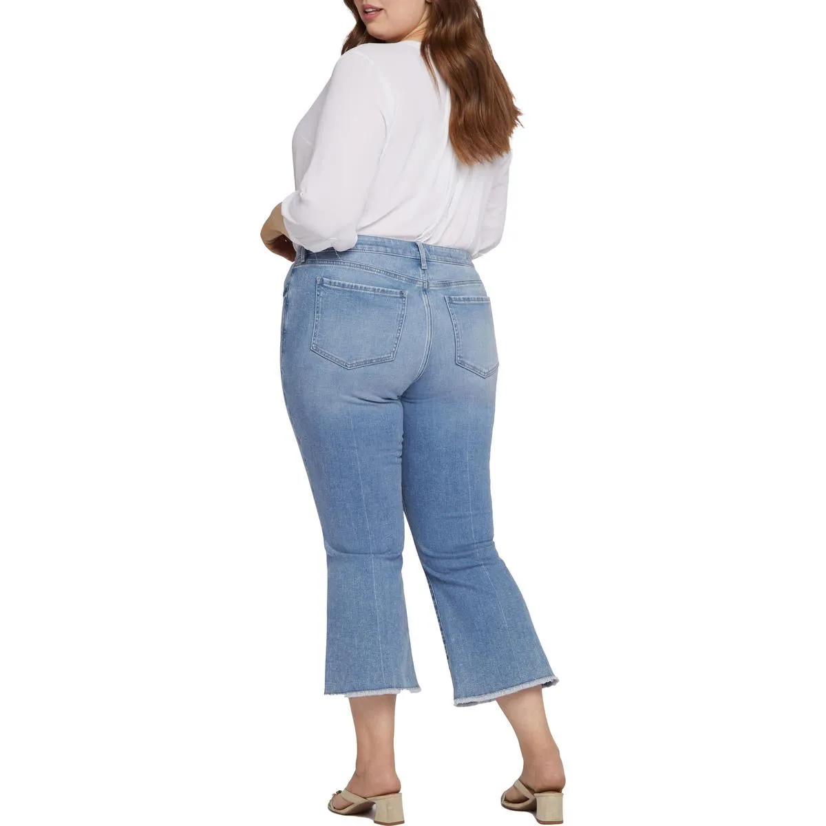 NYDJ Damen Plus Baumwolljeans mit ausgefranstem Saum und Schlag